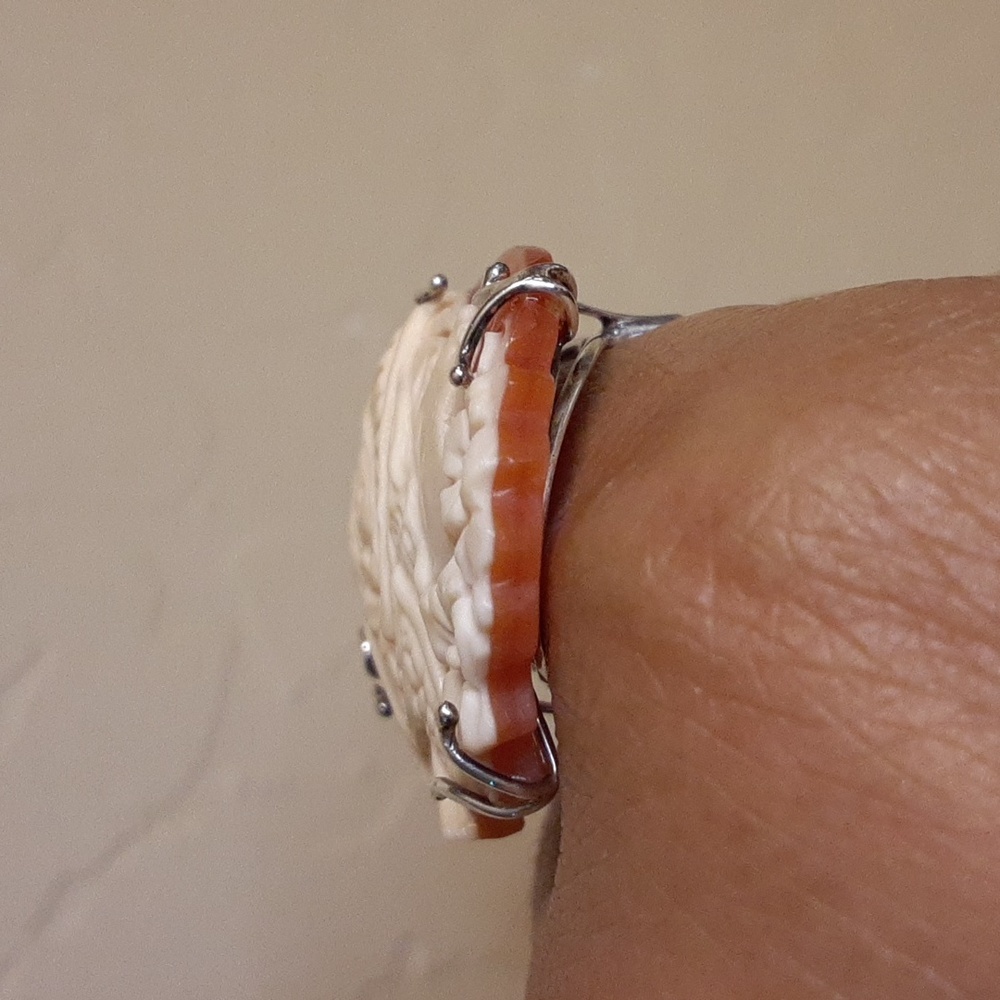 PRICE IS FIRM. 925 35mm Cornelian Hand Carved Cameo. STUNNING. ITALY. - Picture 3 of 11
